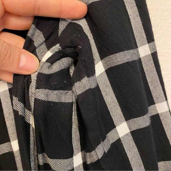 Old Navy woman’s black white Plaid Flannel tunic button pullover shirt dress S - Picture 8 of 10